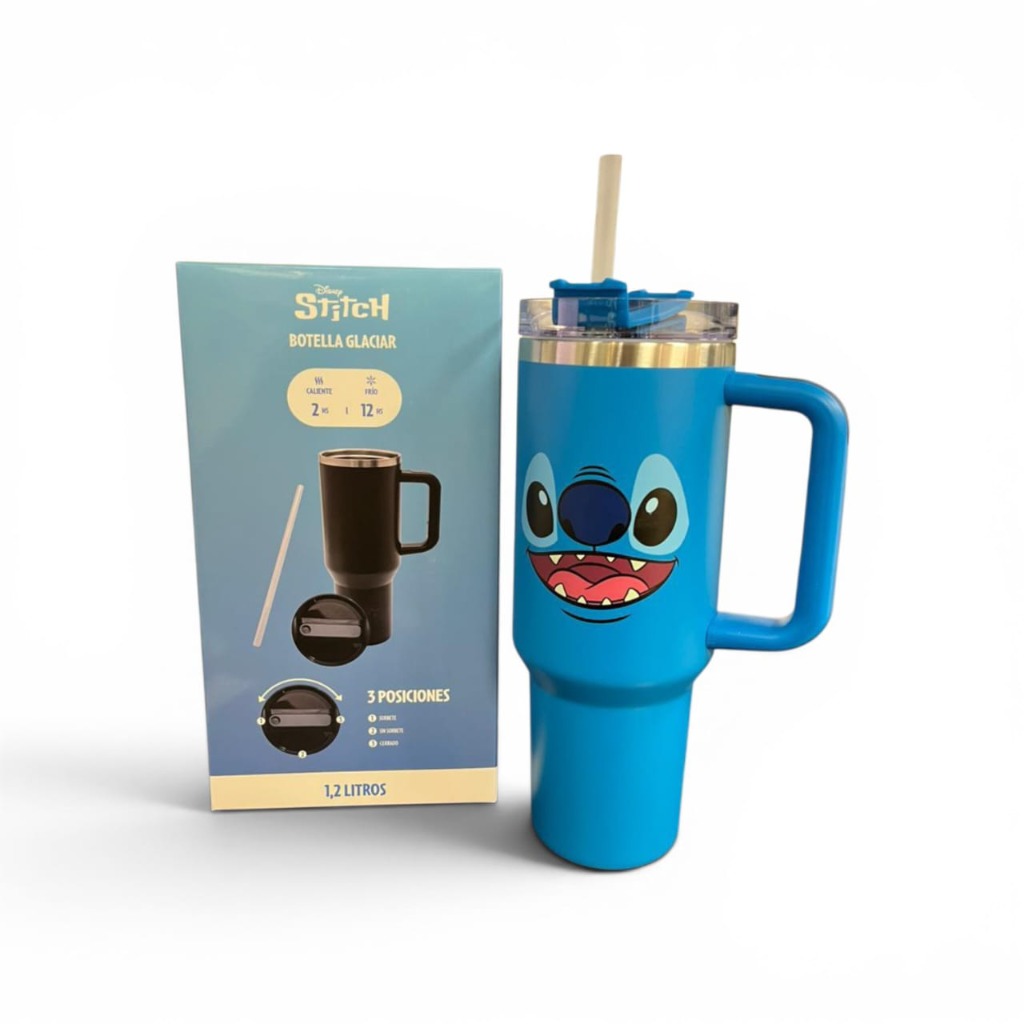 BOTELLA DE AGUA C/SORBETE 1200ml.GLACIAR STITCH